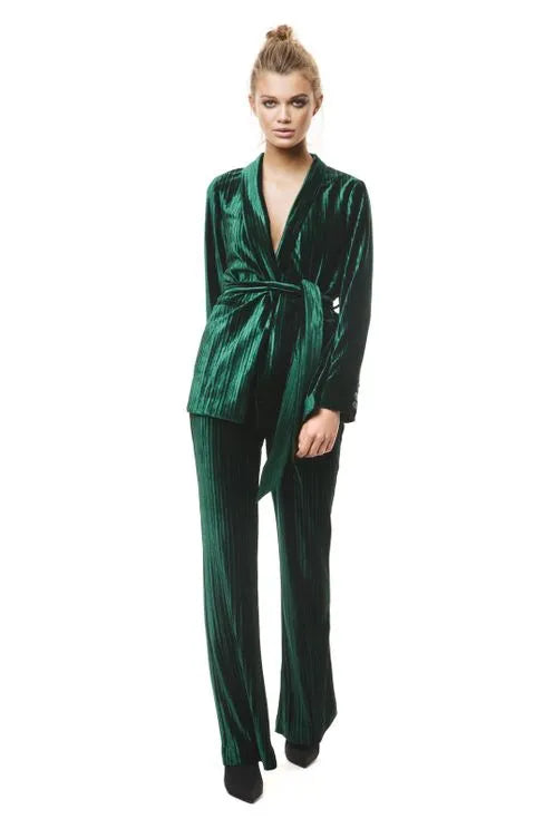 ERIN BLAZER BY MALINA - Marynarka Welurowa w Kolorze Głębokiej Zieleni