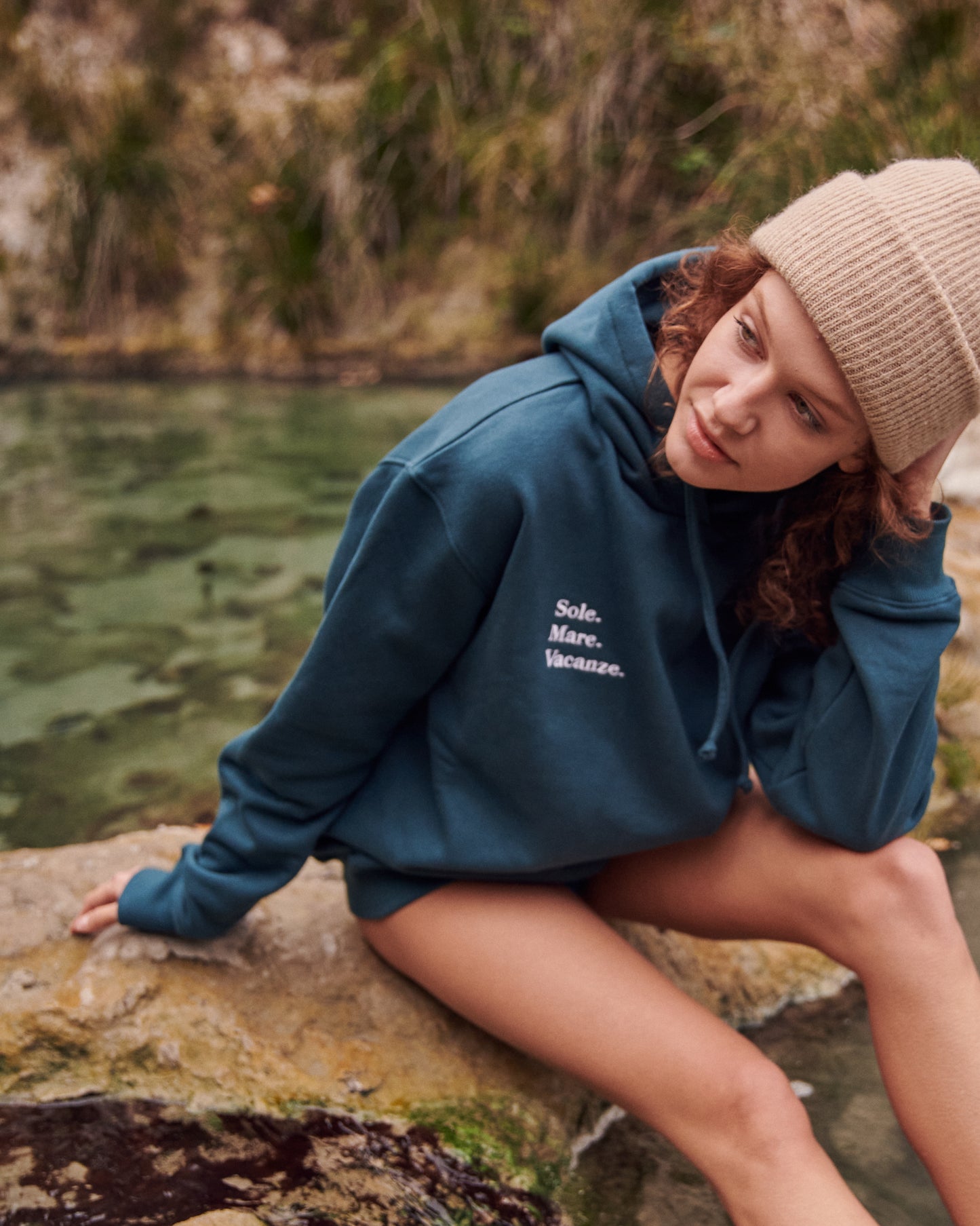 Bluza z kapturem Sole Mare Vacanze zielona