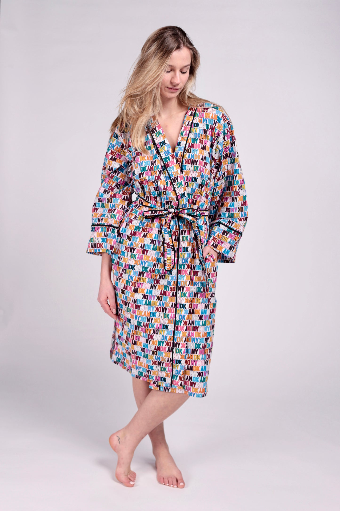 DKNY- Szlafrok w geometryczny wzór