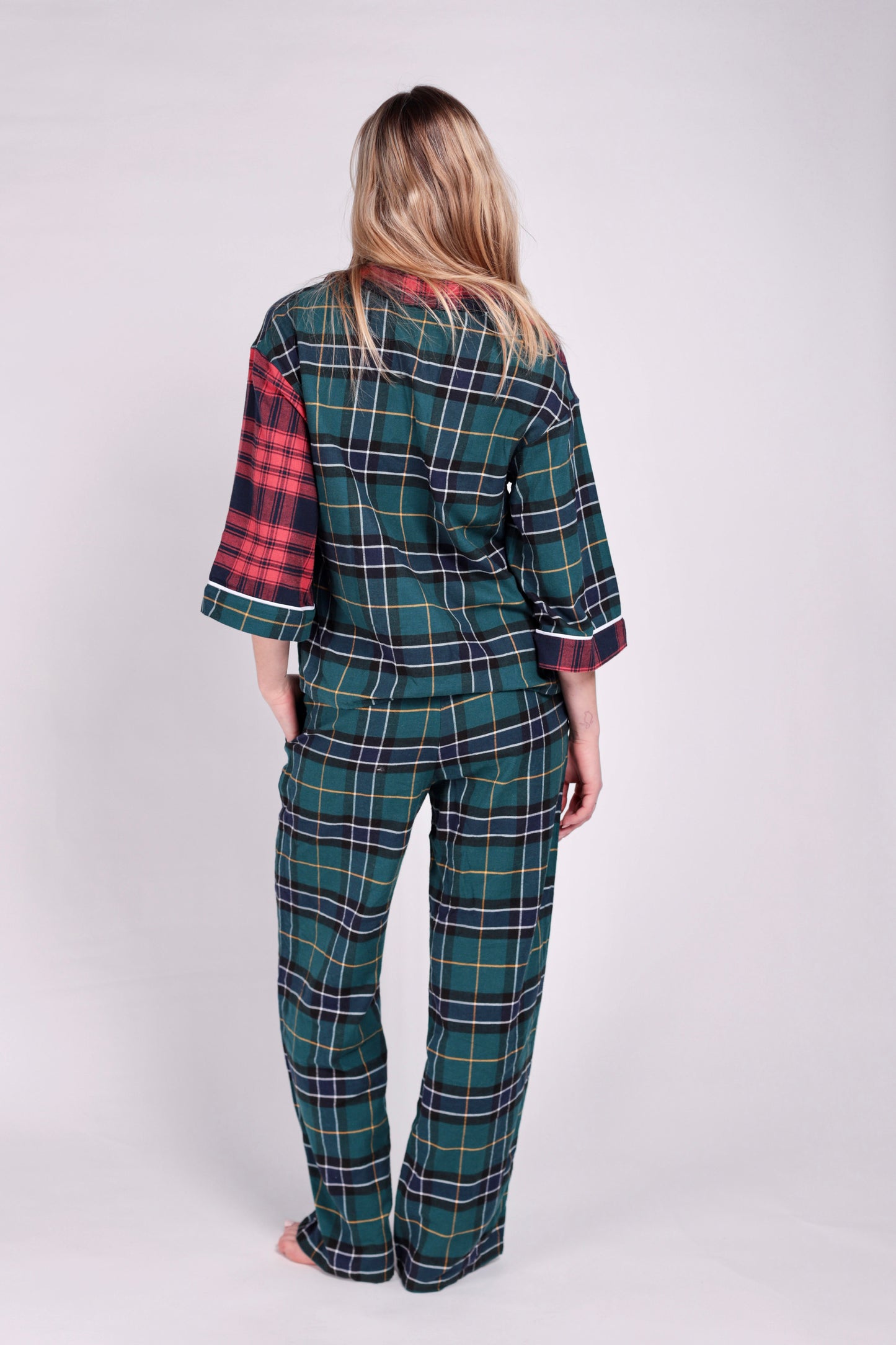 DKNY- flanelowa piżama w kratę