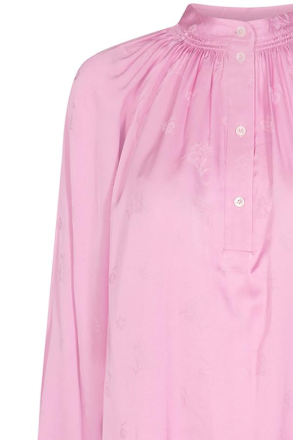 QWIN JACQUARD TOP MOS MOSH - Elegancka Różowa Bluzka z Kwiatowym Wzorem