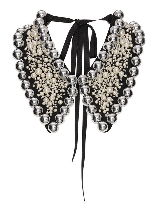 ZALT - Kołnierzyk Ozdobny z Perłami i Srebrnymi Kulami