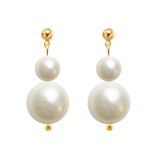 DOUBLE PEARL EARRINGS NO.5 GOLD - Kolczyki