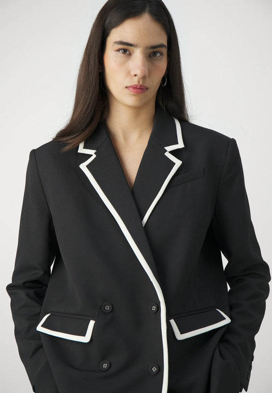 Custommade - Żakiet Czarny z białą Lamówką