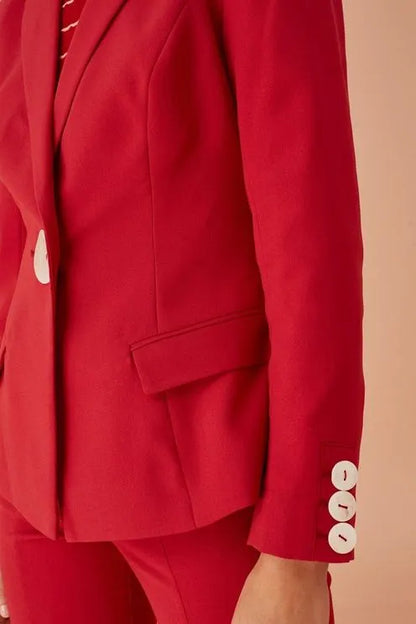 ESTATE BLAZER KEEPSAKE - Elegancka Czerwona Marynarka z Kontrastowymi Guzikami