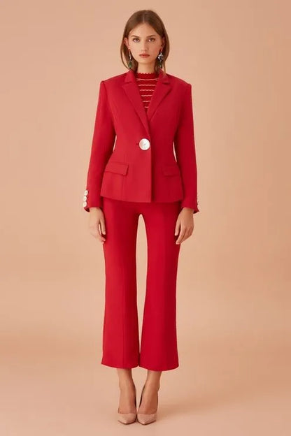 ESTATE BLAZER KEEPSAKE - Elegancka Czerwona Marynarka z Kontrastowymi Guzikami