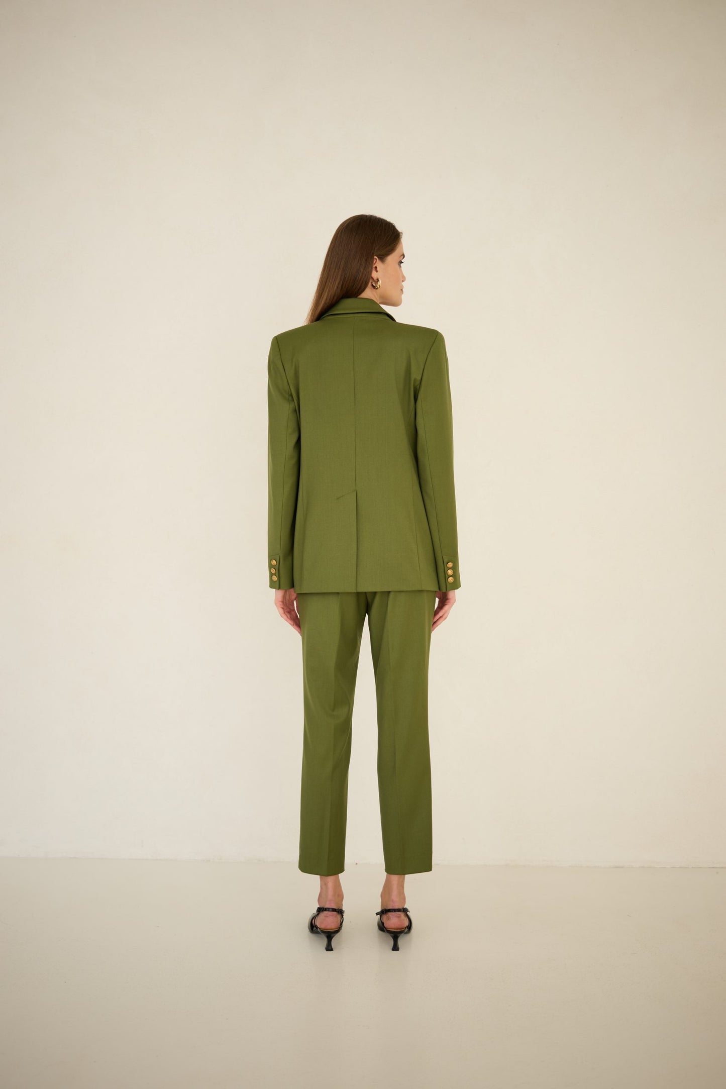 Marynarka dwurzędowa oliwkowa