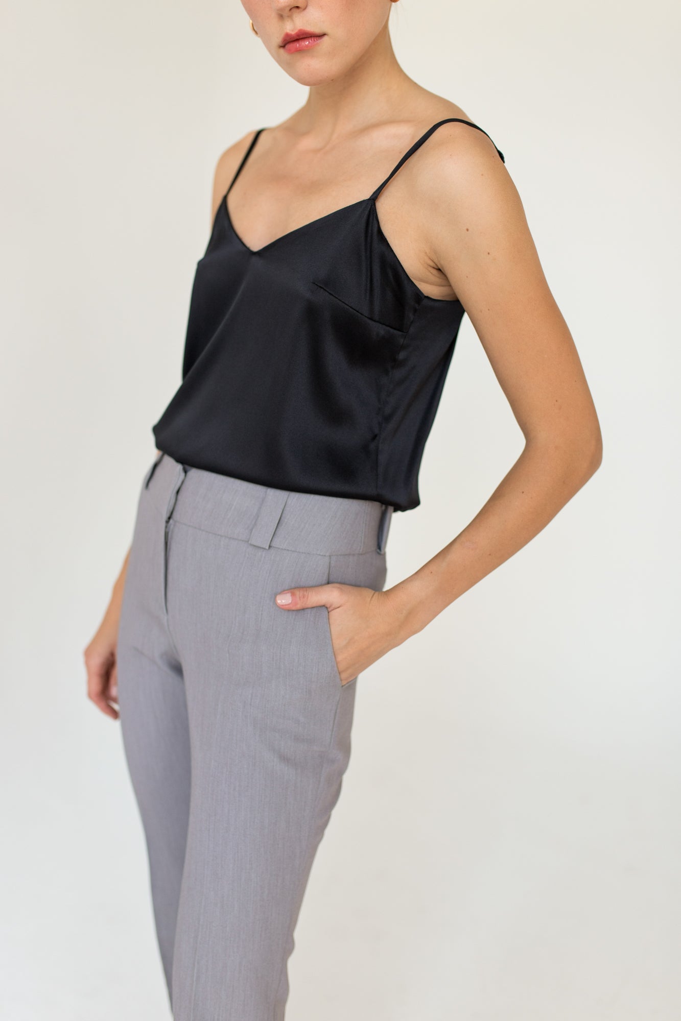 Spodnie cygaretki czarne szare