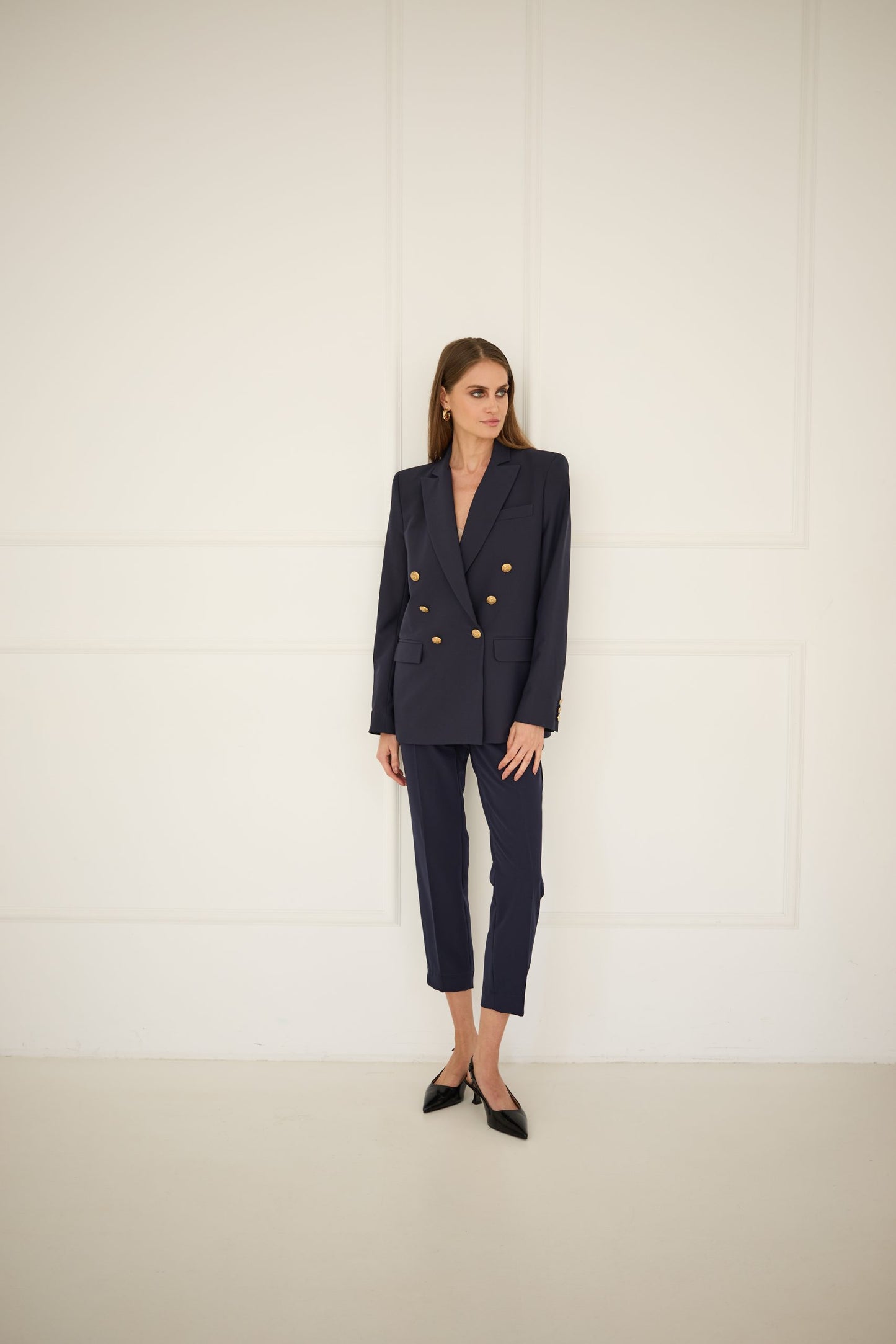 Spodnie cygaretki granatowe